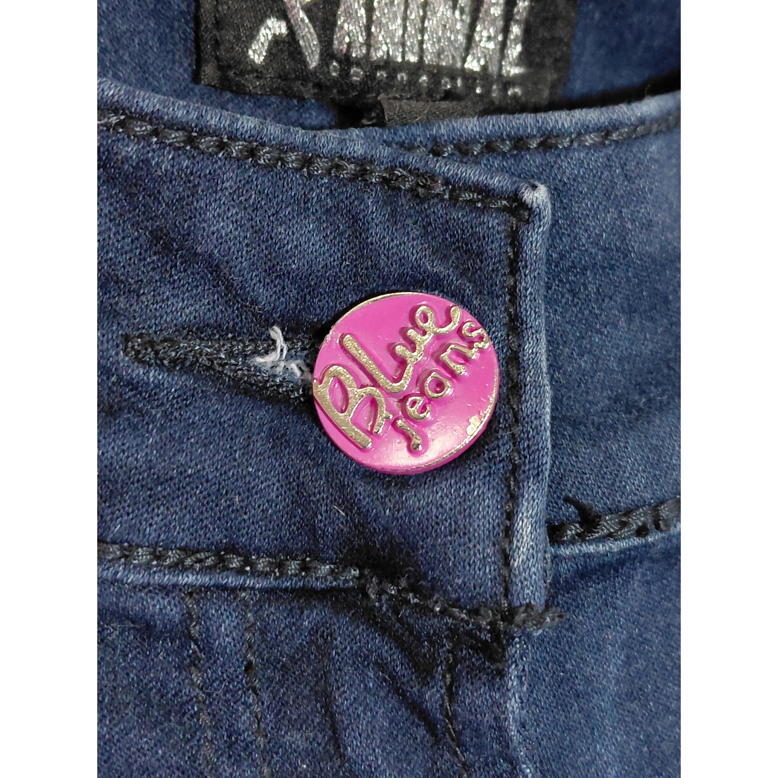Animal Connection Denim Embellished Jeans Blue Mid (10-12 in) Slim Women Size 28