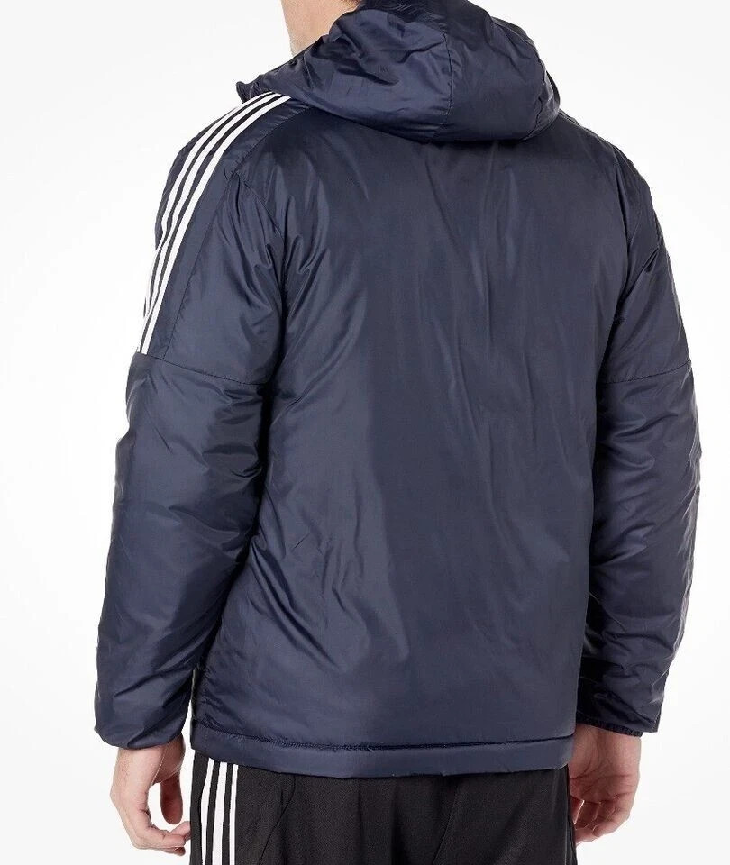 Adidas Essentials Mens size L Navy Insulated Hooded Puffer Outdoor Jacket GT9165