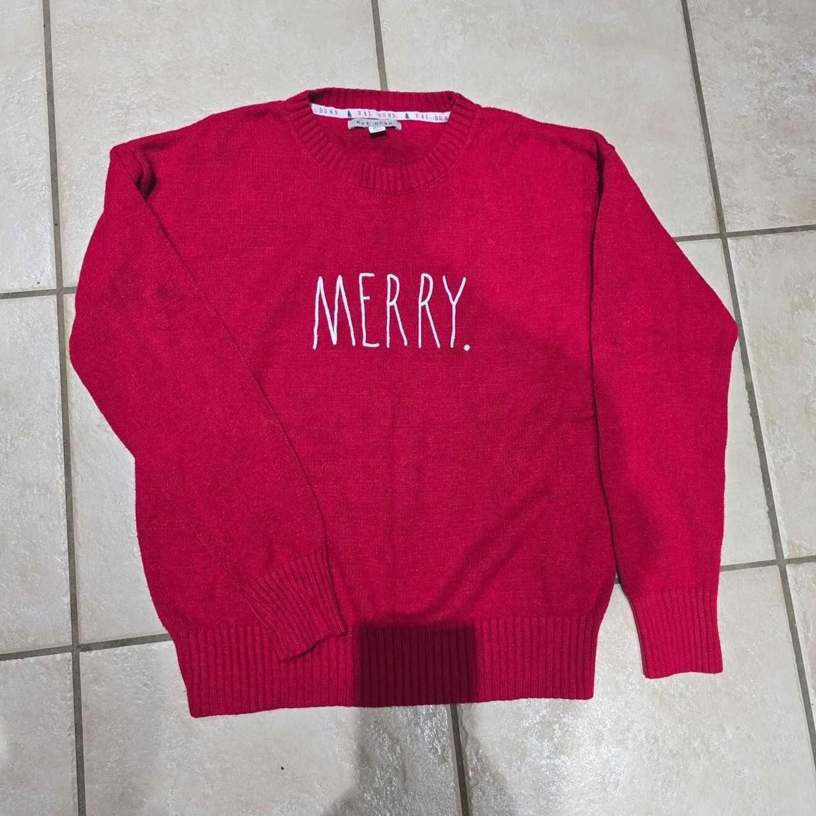 Rae Dunn Merry Christmas Red sweater Size M #christmas #knitwear