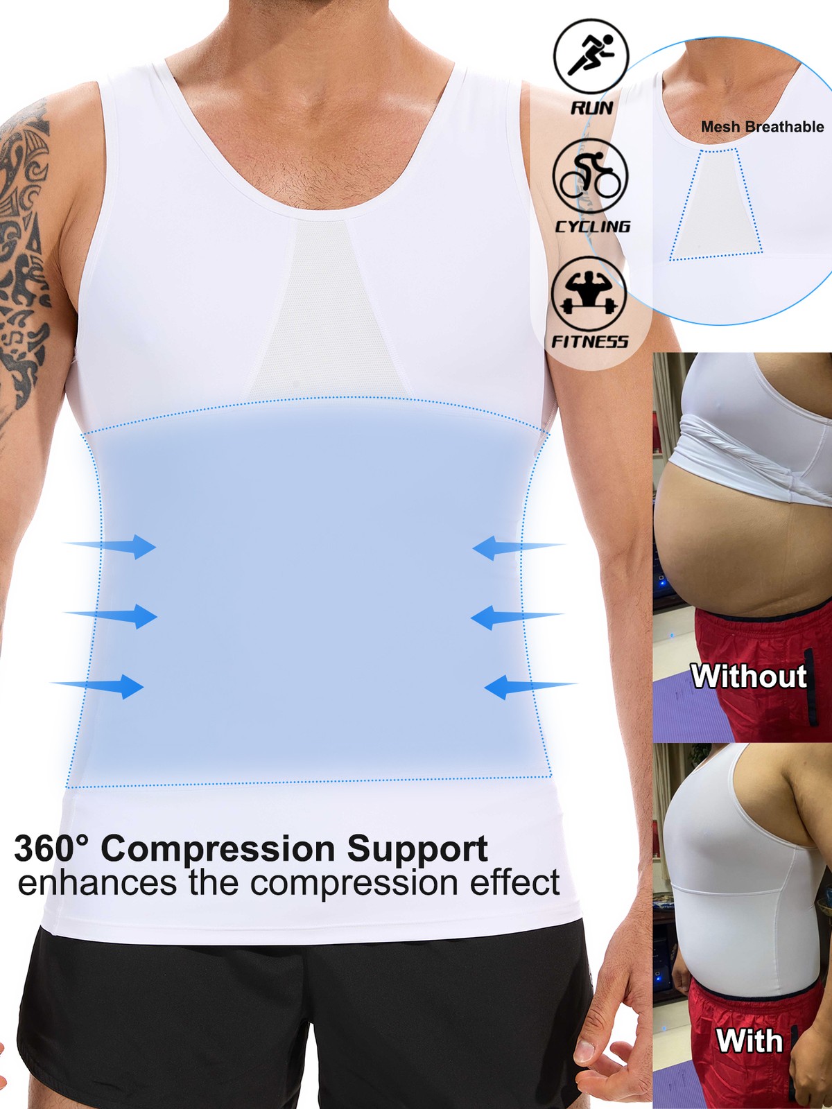 Mens Body Shaper Gynecomastia Compression T-Shirt Slimming Belly Chest Tank Top