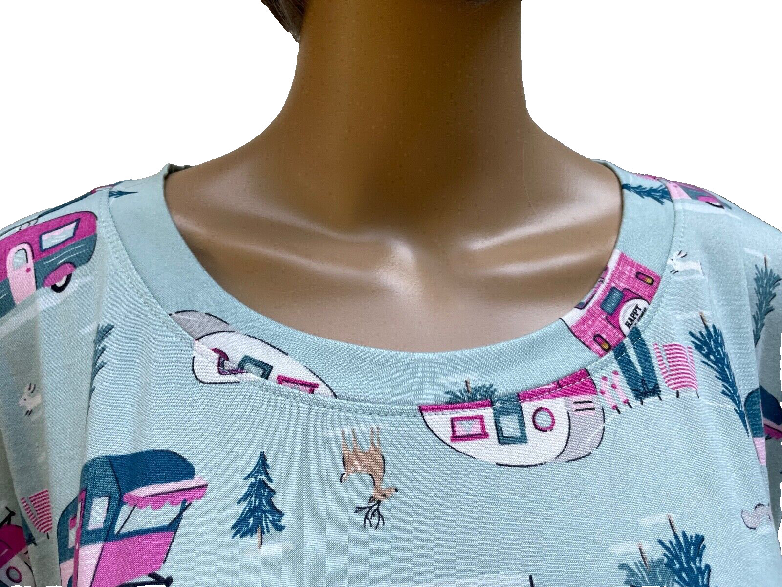 JOYSPUN Soft Polyester Spandex Short Sleeve Sleepshirt W/Pockets 4 Variations