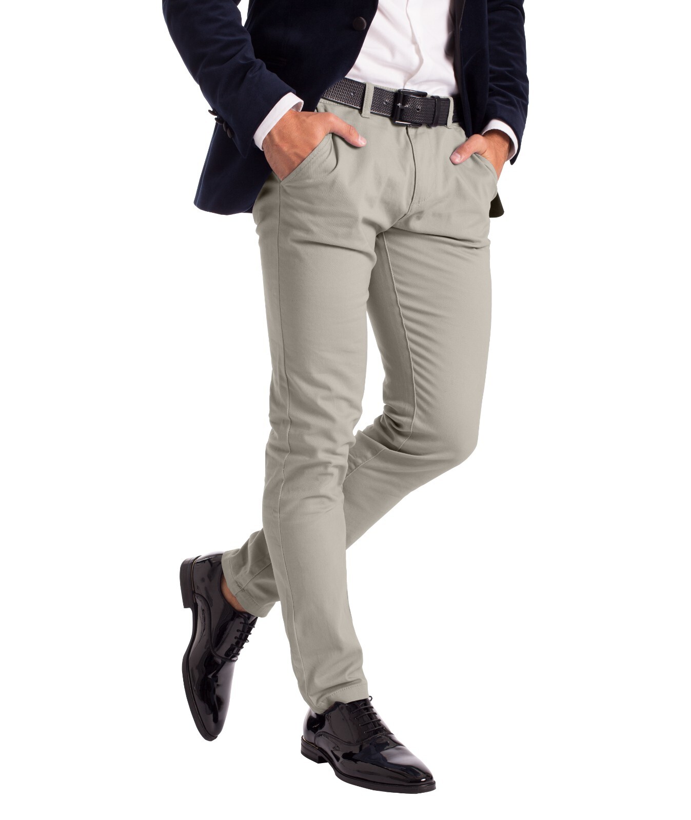 Stretch Chino Slim Fit Mens Relaxed Casual Cotton Dress Skinny Pants Size 30-40