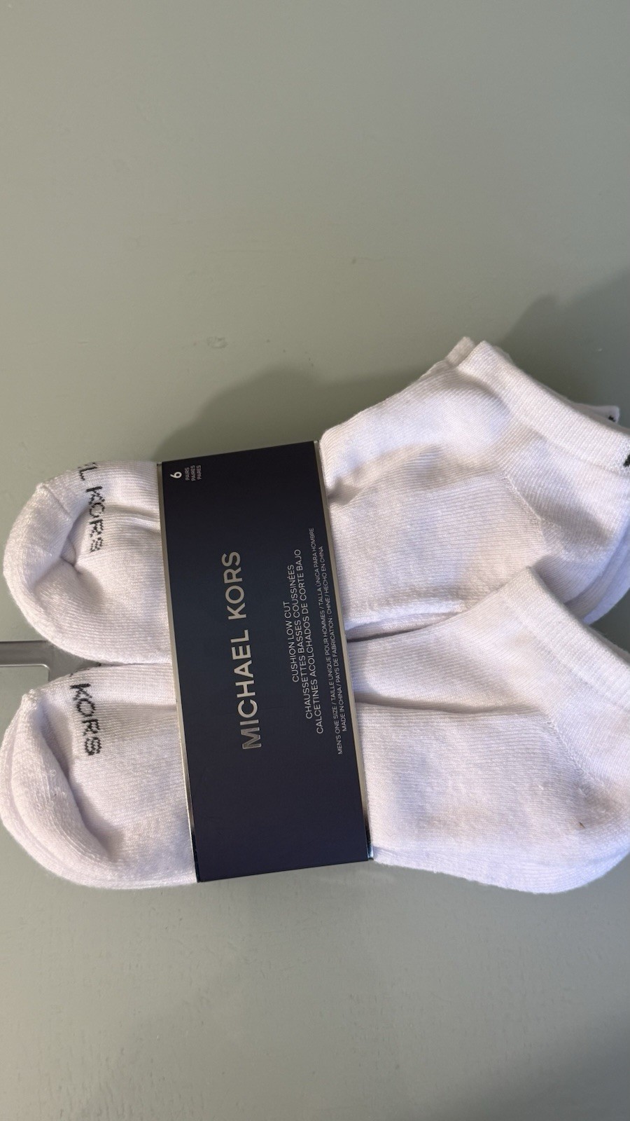 Michael Kors Men’s Cushioned Low Cut Socks 6 Pair Pack White One Size NWT