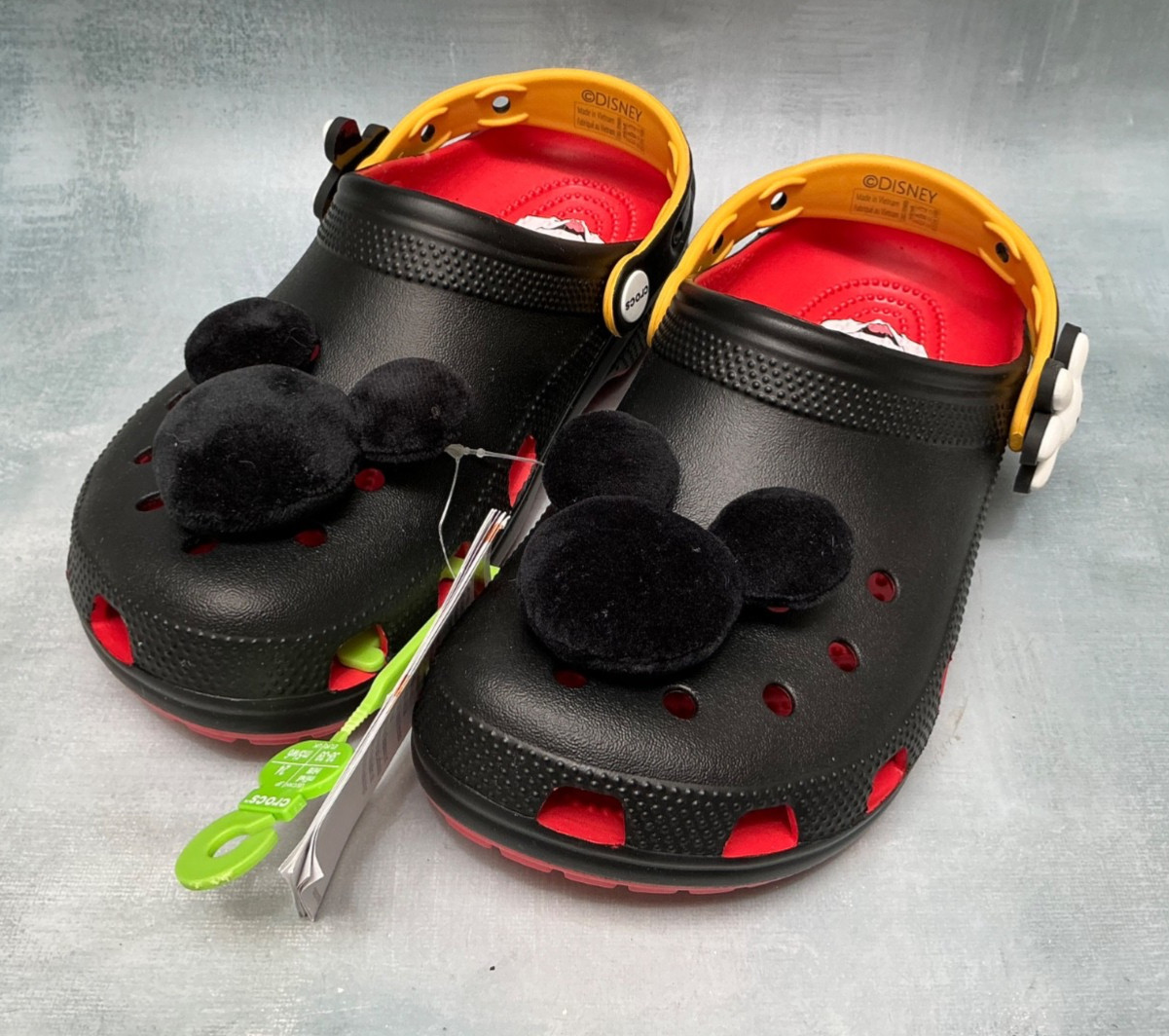 Crocs Disney Mickey Mouse I AM Plush Head Classic Clogs W/8 M/6 NWT