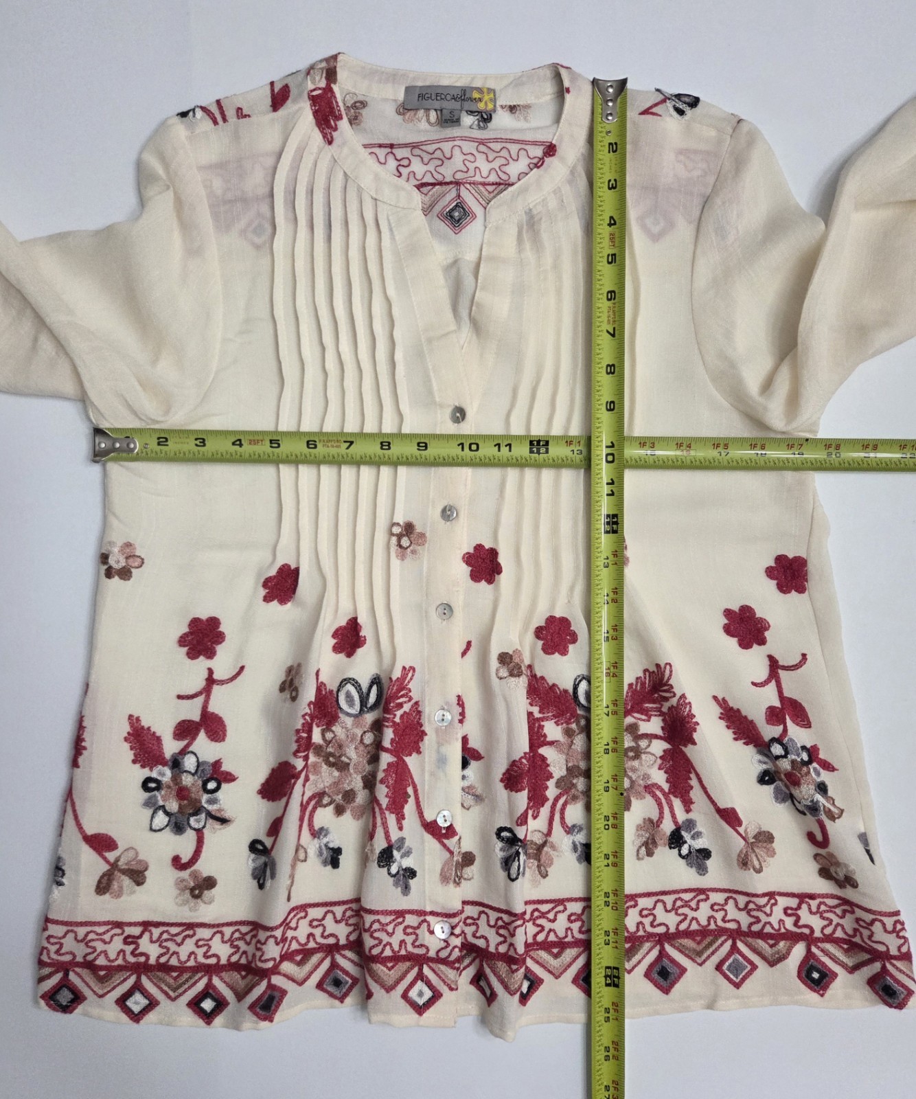 Figueroa & Flower Embroidered Sheer Top Size S
