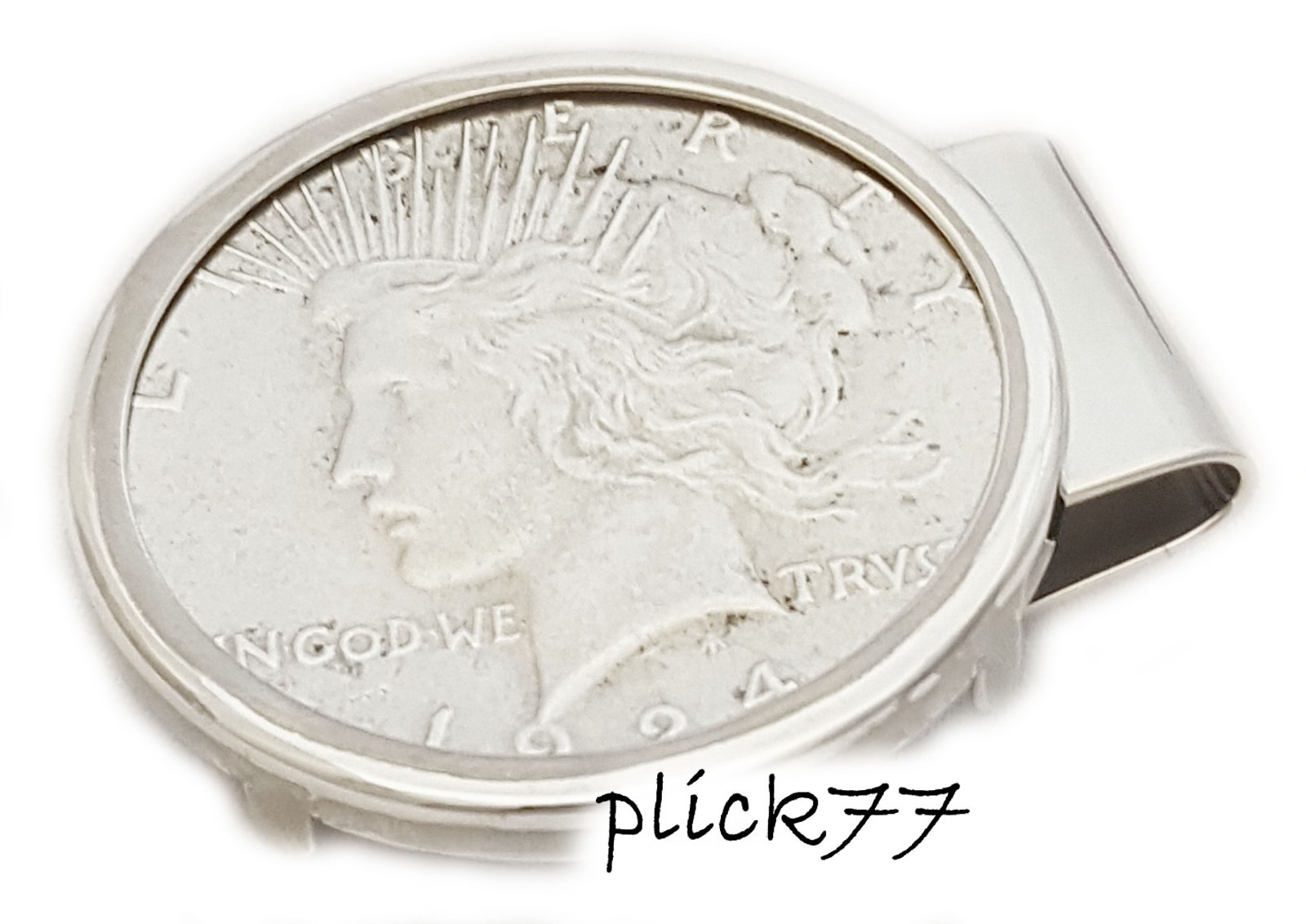 Peace Silver Dollar Hinged Back Money Clip With Coin