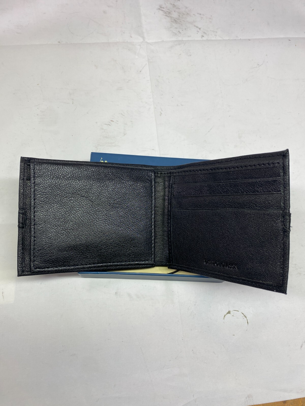 US POLO ASSN Black Leather Logo Embossed Slim Fold Wallet Men’s NIB