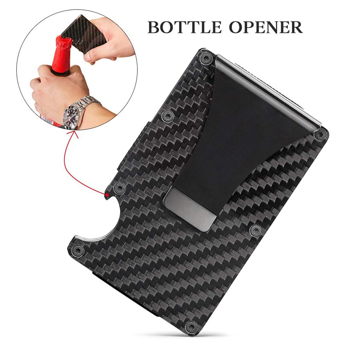 RFID Blocking Carbon Fiber Wallet Slim Money Clip Credit Card Holder Minimalist