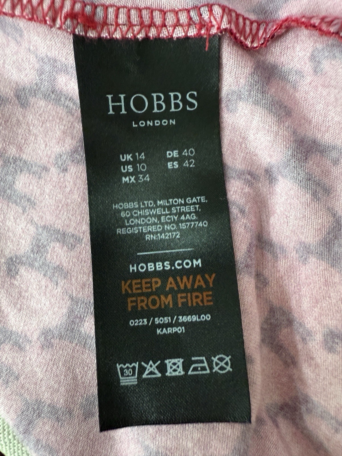 Hobbs Indi Jersey Dress in Berry Red/Black Dog Print UK14 RRP£89 NEW