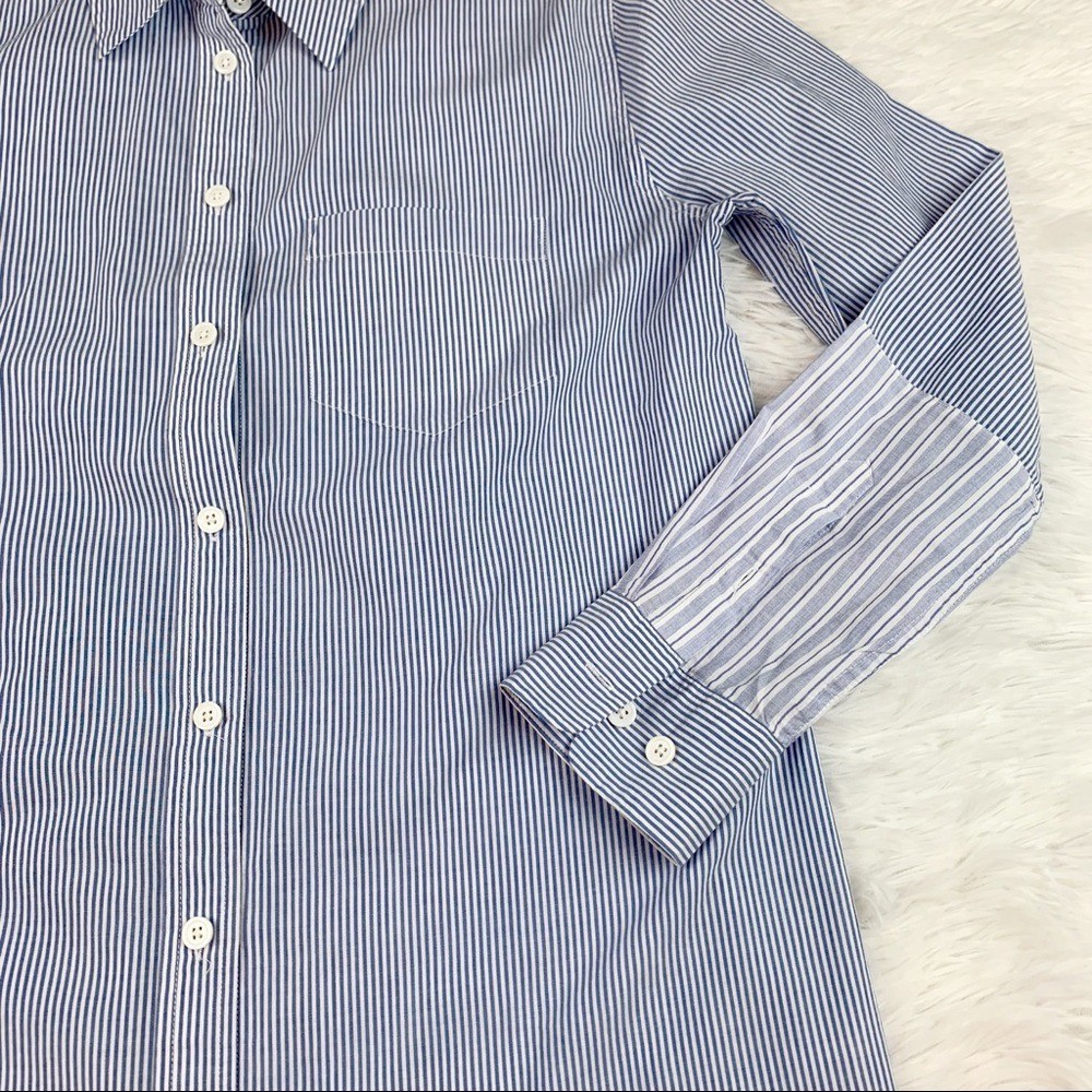 Equipment women’s XS long sleeve blue striped button up shirt poplin cotton