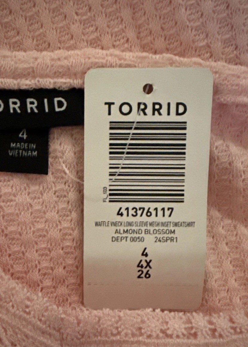 TORRID SWEATER LONG SLEEVE LACE V NECK SWEATSHIRT 4 4X 4XL 26 NEW
