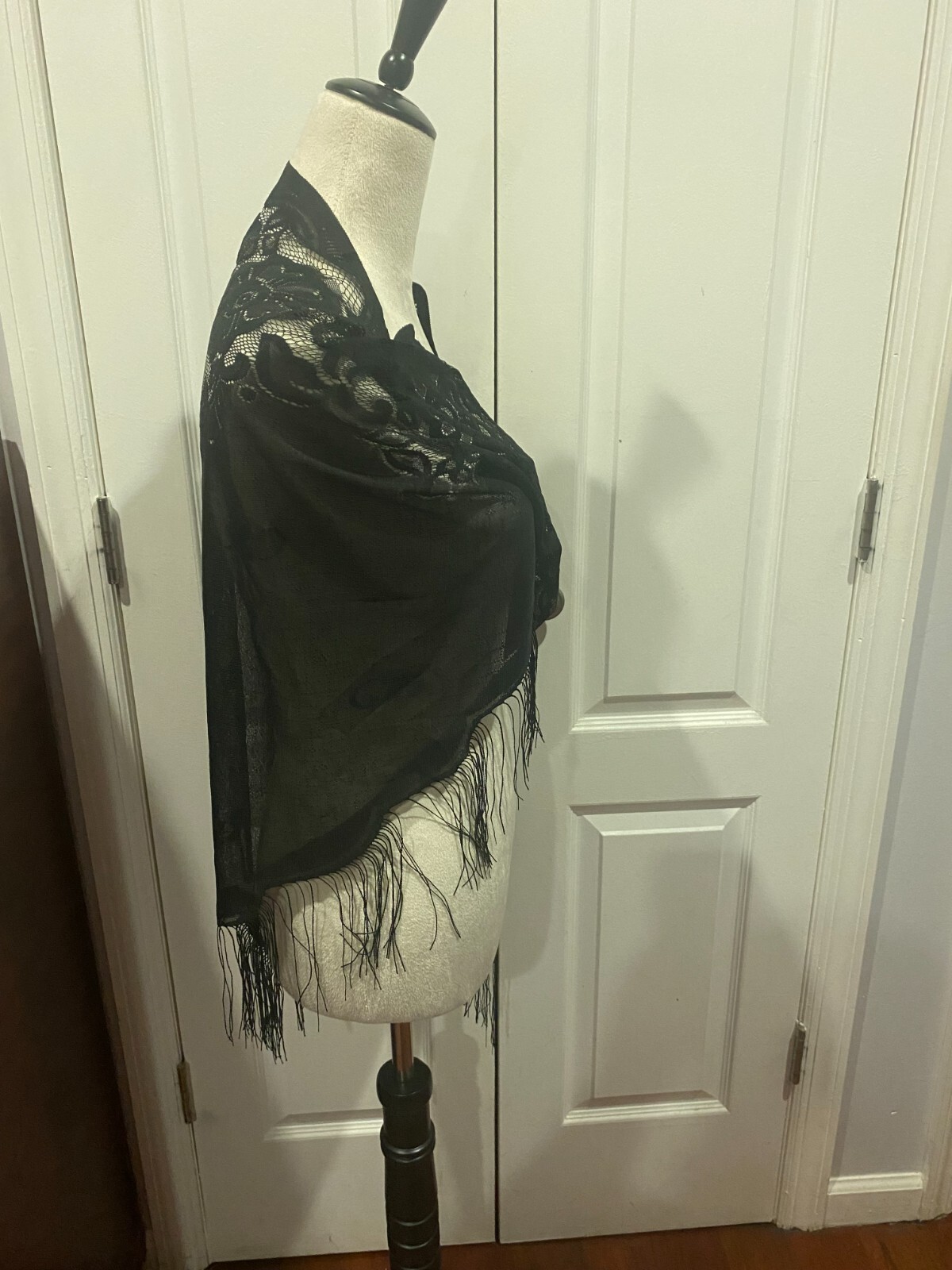 Black Sheer Triangle Scarf Shawl Wrap Lightweight 70.9×29.5inches