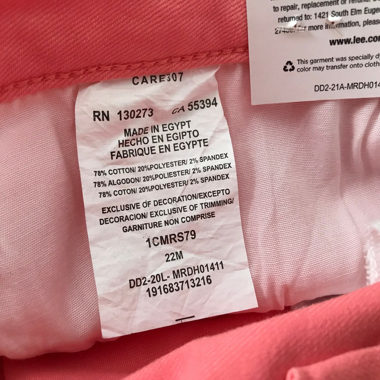 Lee Mid Rise Regular Fit Denim Shorts Pink Persimmon Stretch Womens Size 22M