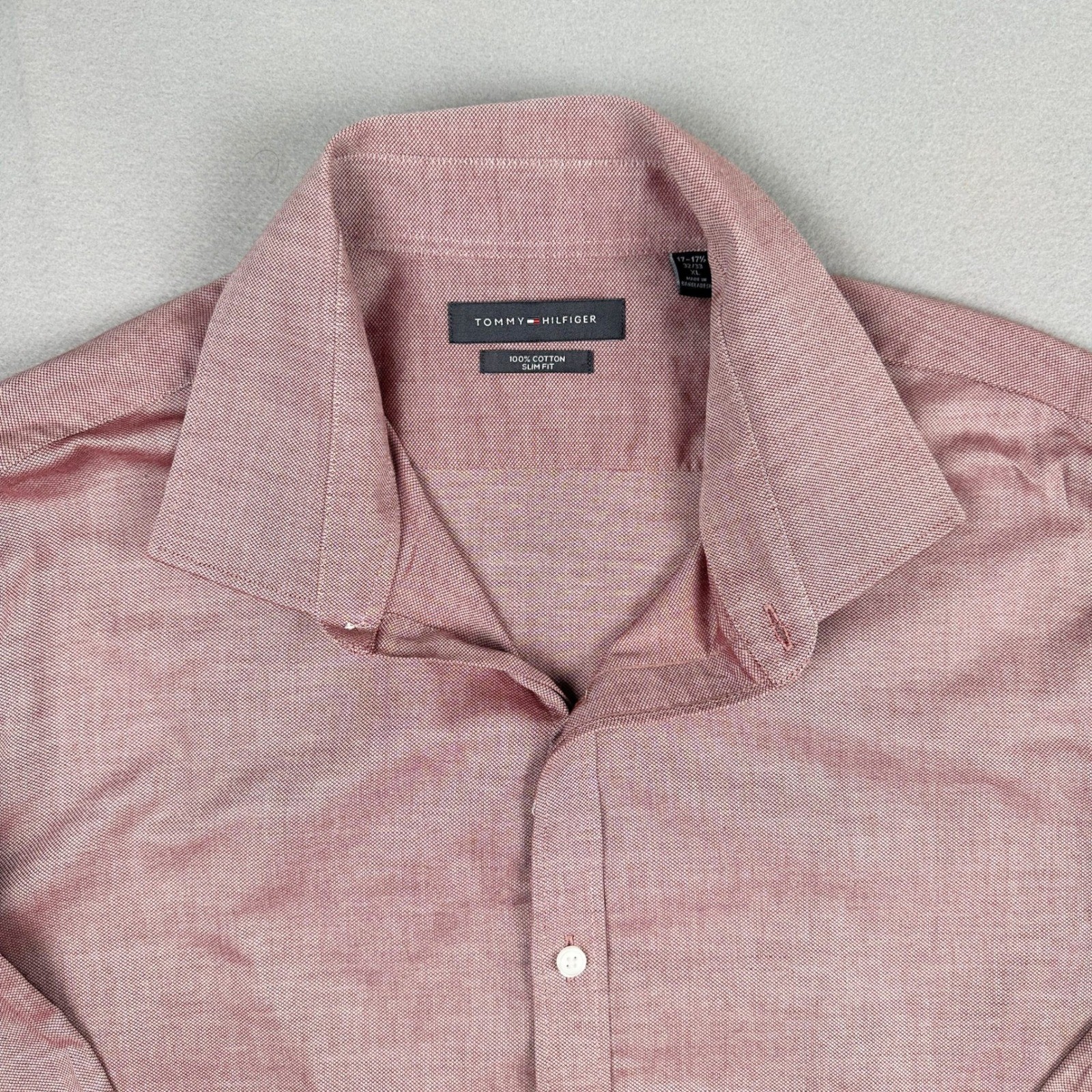 Tommy Hilfiger Dress Shirt Mens XL Slim Fit Cotton Long Sleeve Button Down