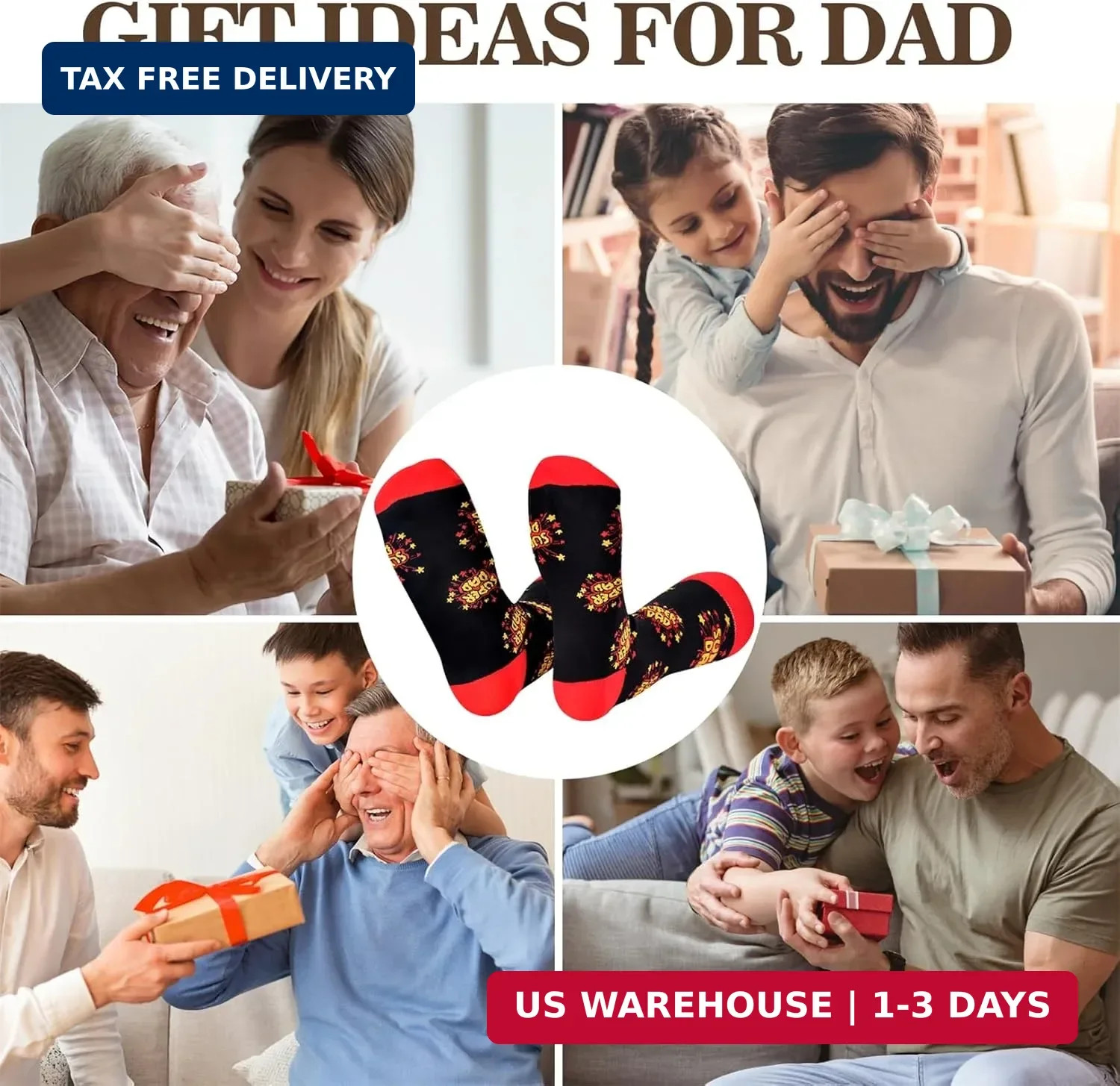 Funny Super Dad Socks Fathers Day Gift for Dad from Daughter Son Kids