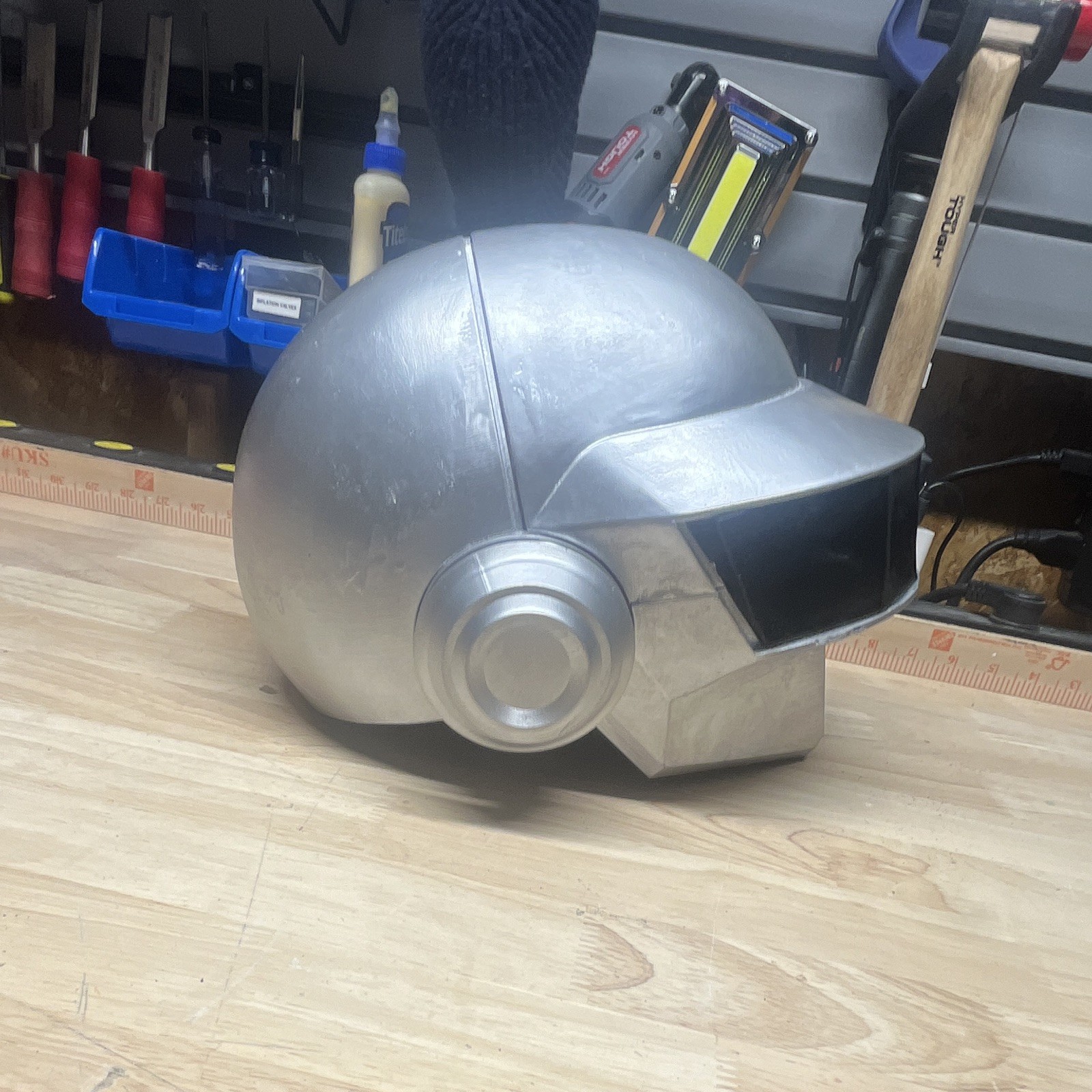 Handmade Daft Punk Style Robot Helmet Mask Black Visor Silver One Size