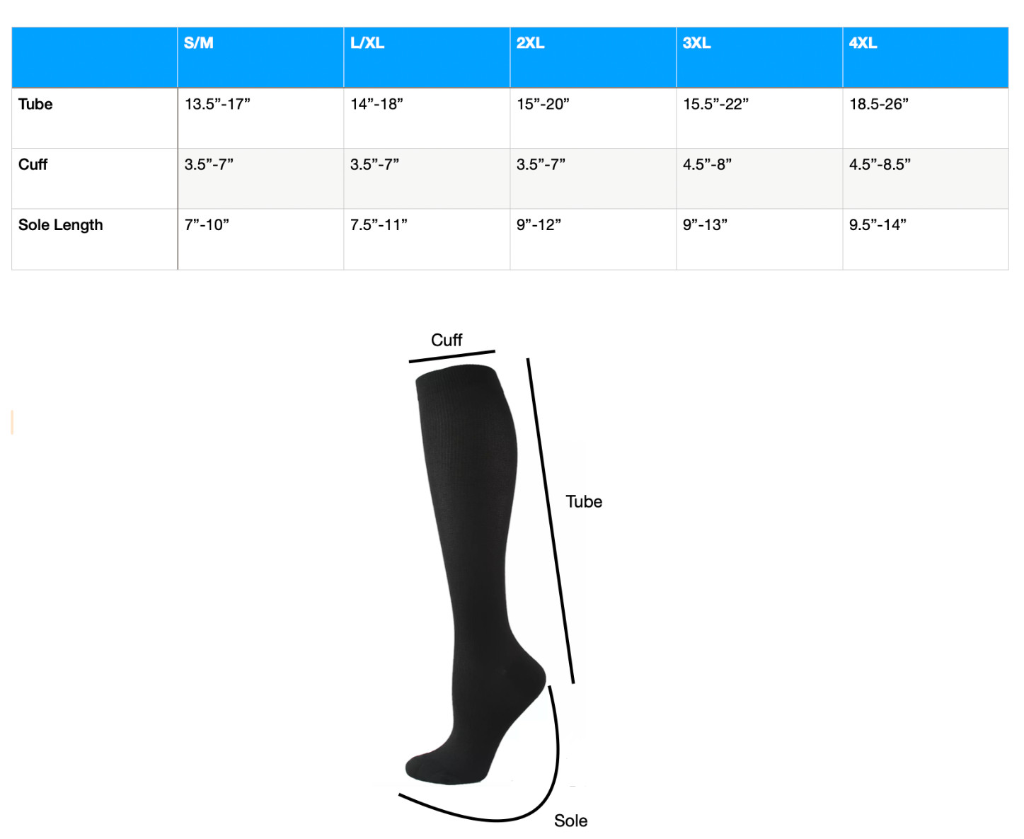 Compression Socks Stockings Mens and Womens Knee High Medical Relief S/M-4XL