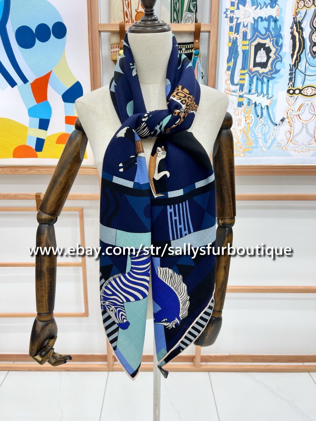 2025 Sallys 70% Cashmere 30% Silk Stole Animal Print Double Face Scarf Shawl 53″