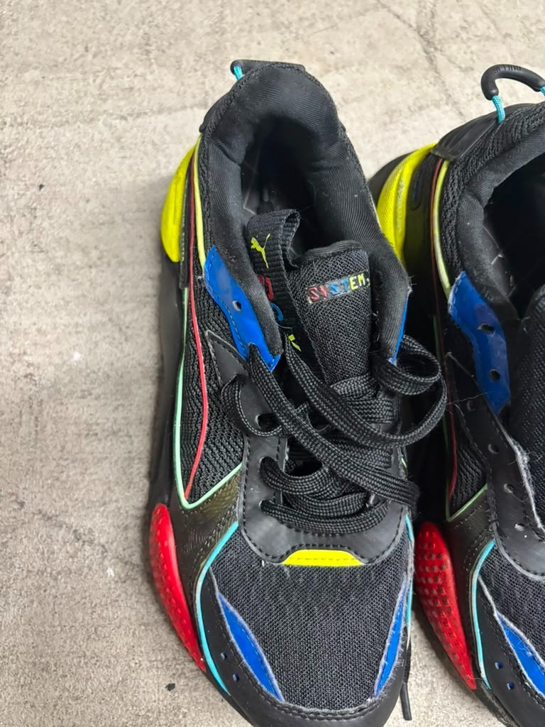 PUMA RS-X Toys Black Multicolor Mesh Running Sneakers Shoes Kids Size 5.5 (A1)