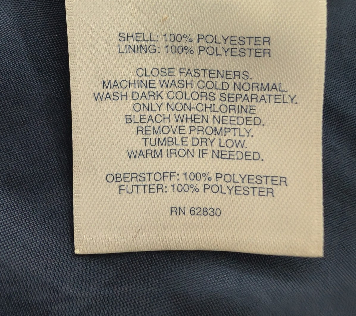 Lands End Long Rain Trench Overcoat Womans L Navy Blue Lined Pockets All Seasons