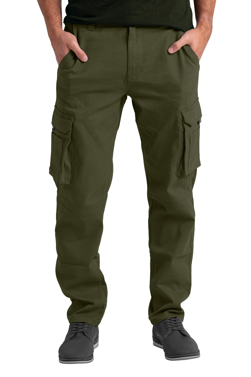 Mens Cargo Stretch Pants Classic Fit Straight Leg Outdoor Work Regular Fit Pants