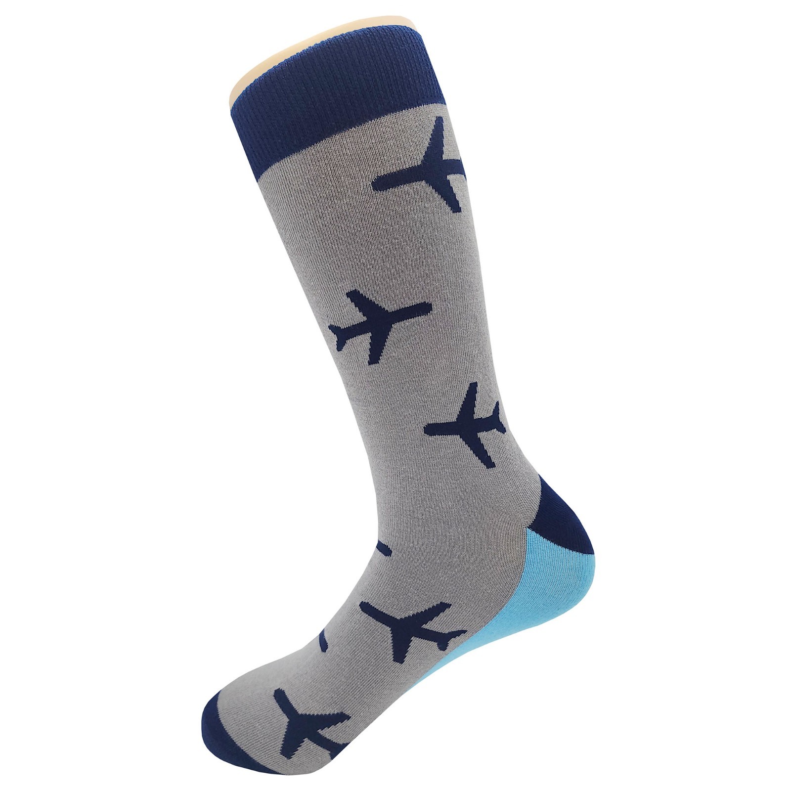 NWT Plane Pilot Dress Socks Novelty Men 8-12 Gray Crazy Fun Sockfly