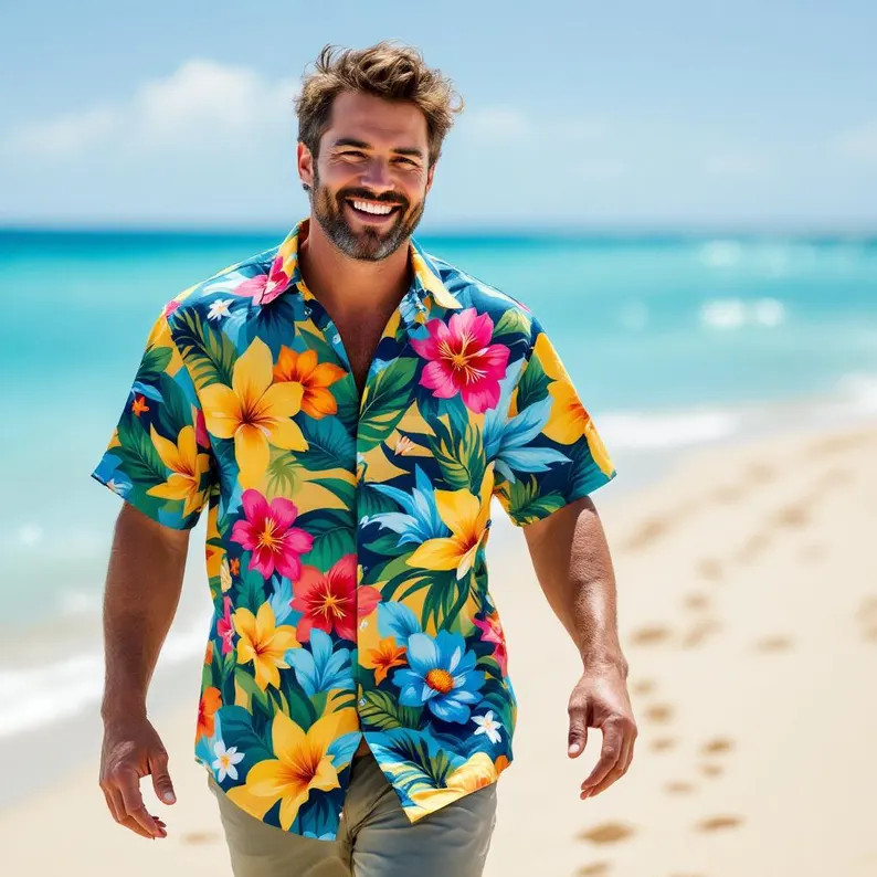 Floral Chest Tropical Summer Hawaiian Shirt V2