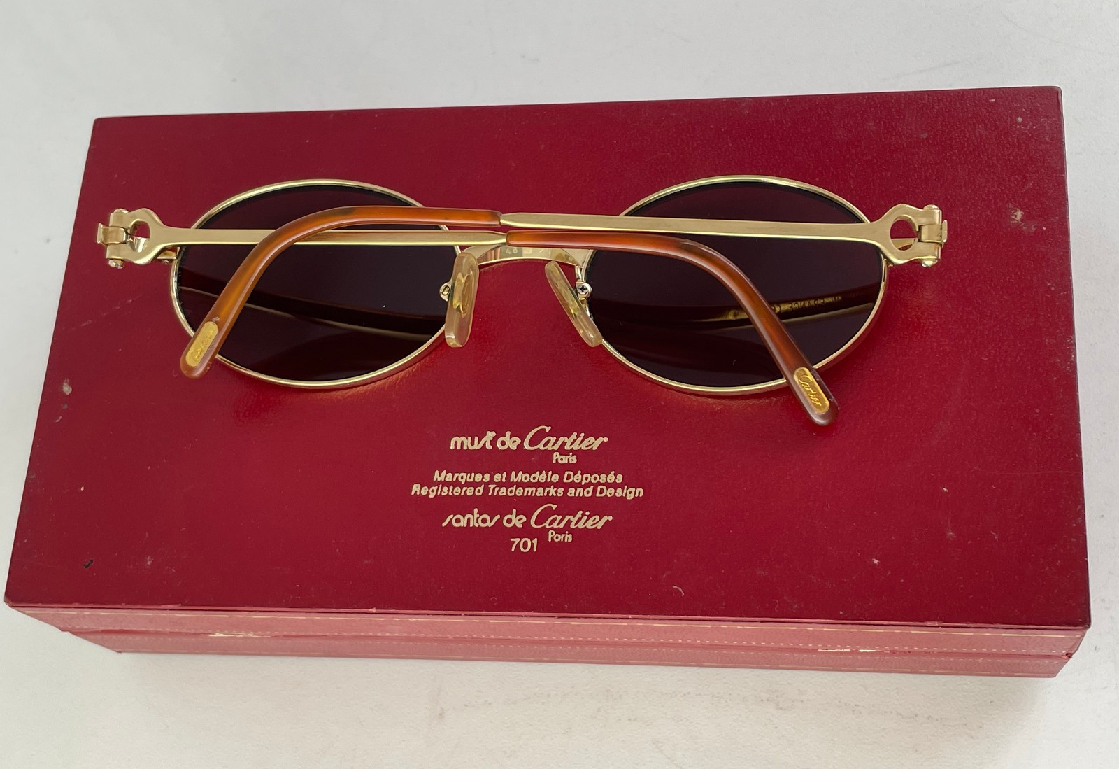Vintage 80s Cartier Spider Sunglasses oval gold 22K trinity vendome santos must
