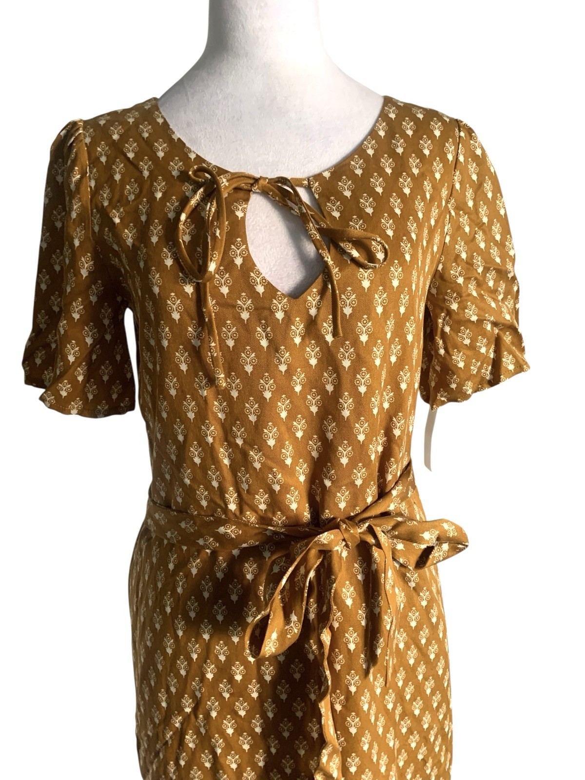 NWT VETTA Capsule Womens Small Gold Print The House Dress Haven Convertible Maxi