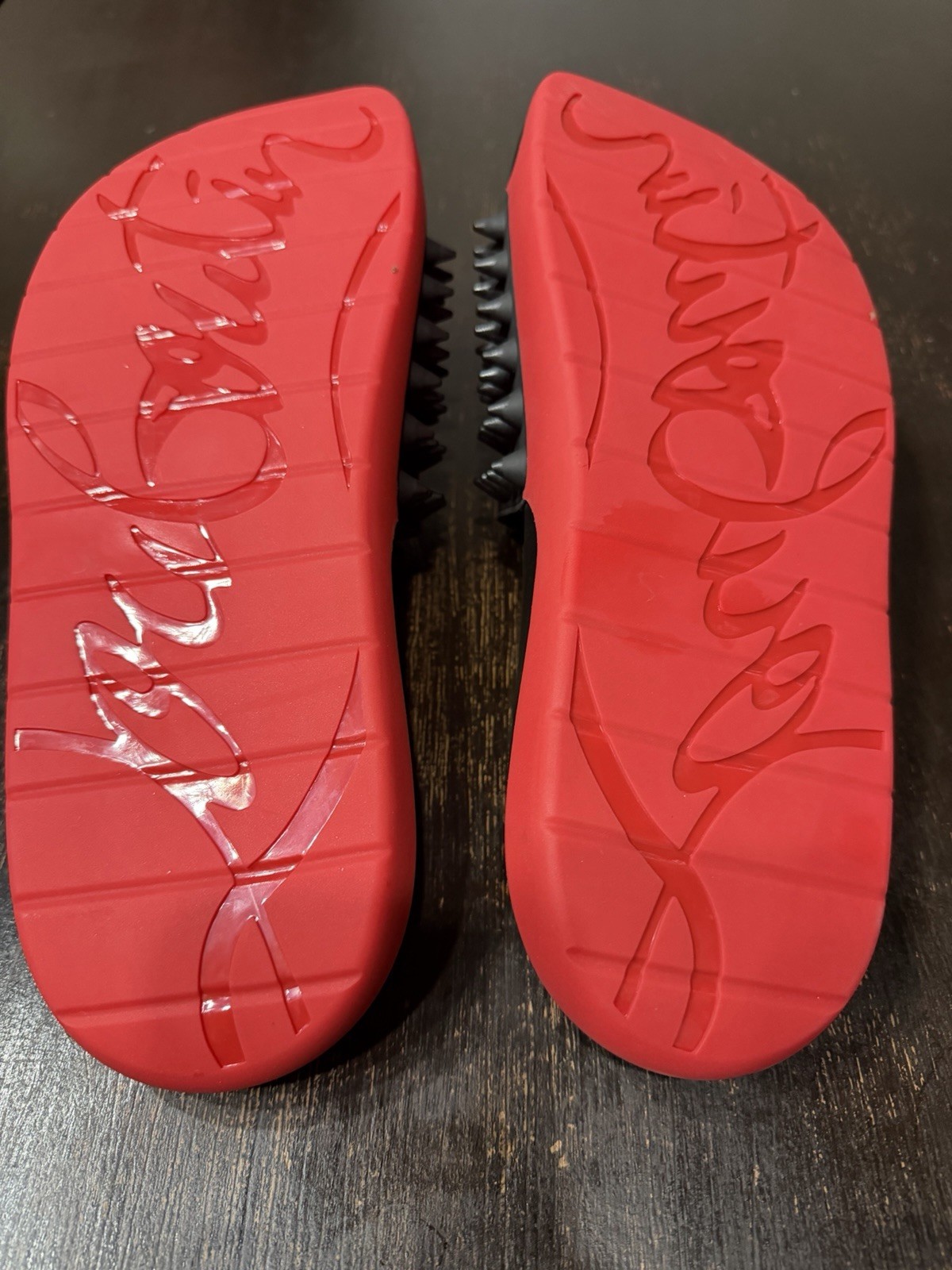 Christian Louboutin Take It Easy Slides Black Rubber Size (45) 11 US New