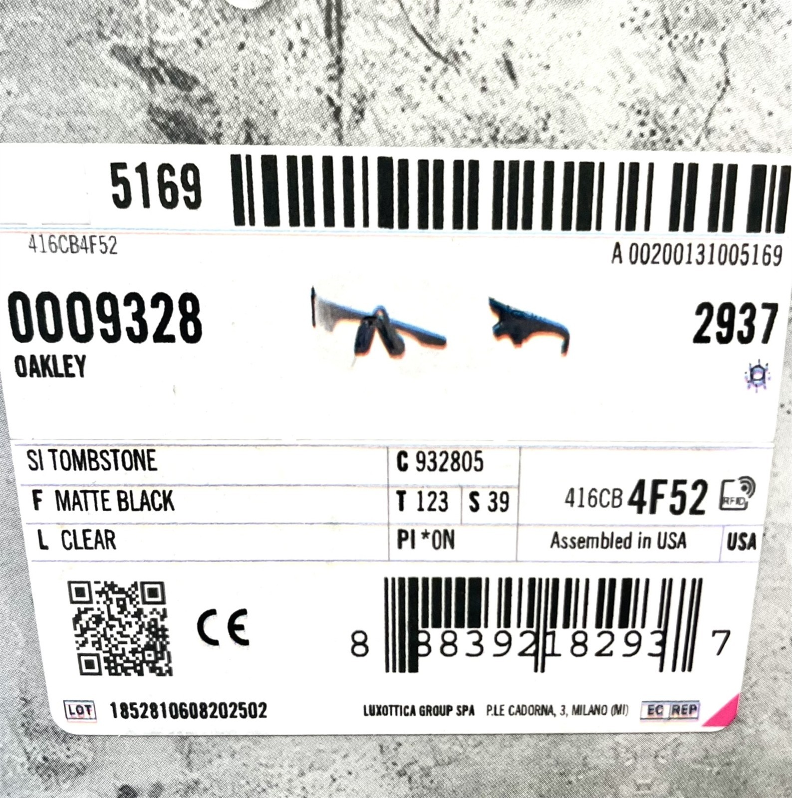 Oakley Safety Glasses Z87 Tombstone Spoil Industrial Black OO9328-0539 w/pouch