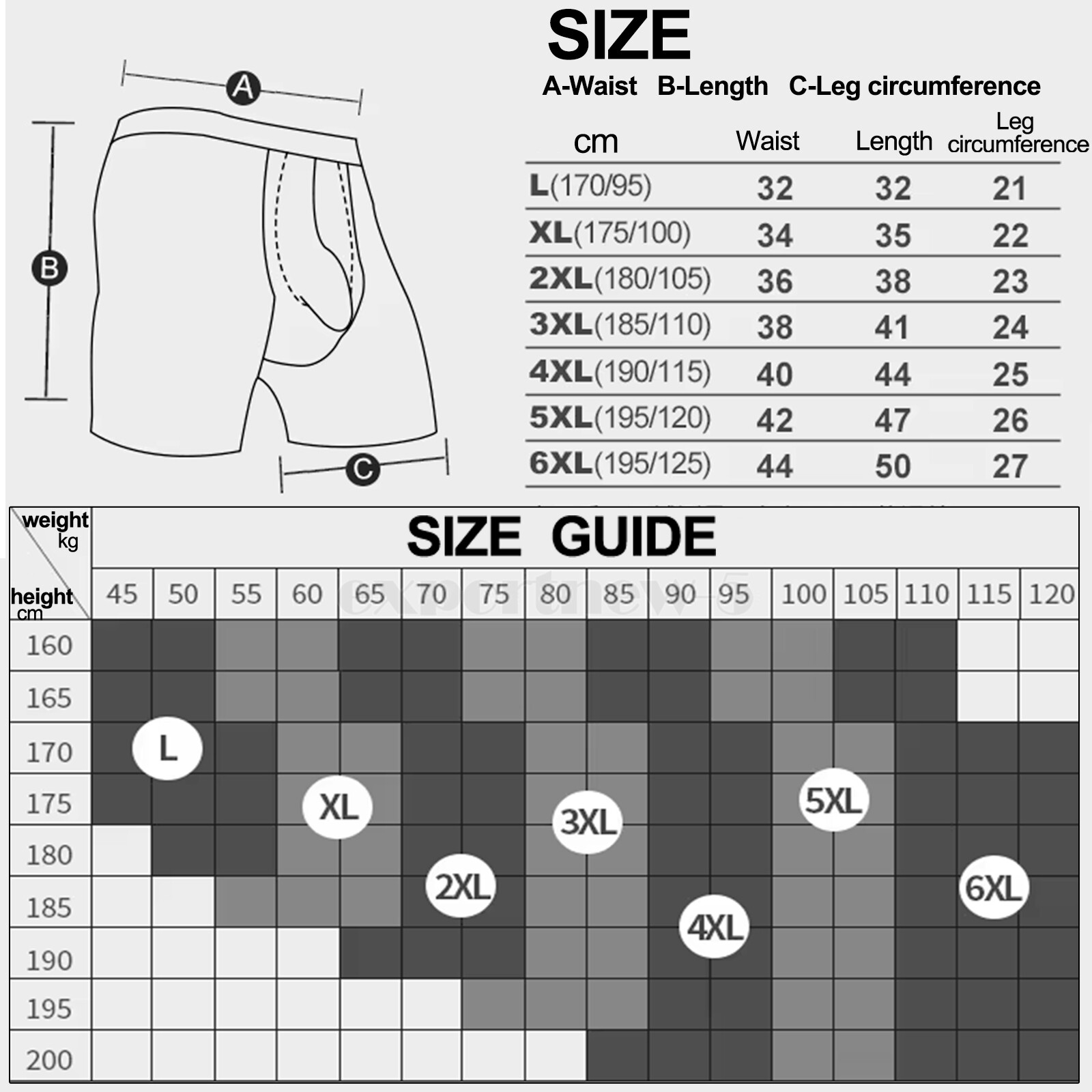 Pack of 1-3 Men Bamboo Anti Chafing Soft Comfort Long Leg Boxer Underwear Briefs