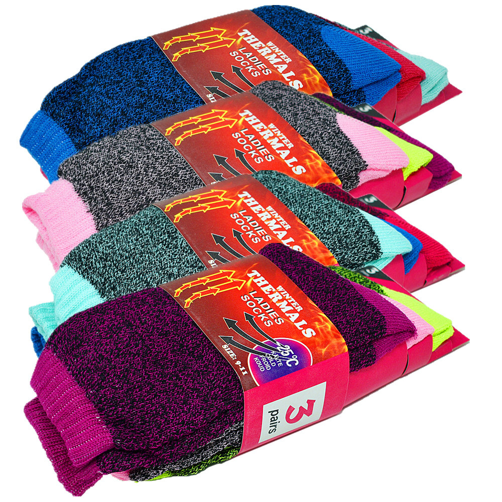 3-12 Pairs Winter Womens Warm Thermal Heated Heavy Duty Boots Crew Socks 9-11