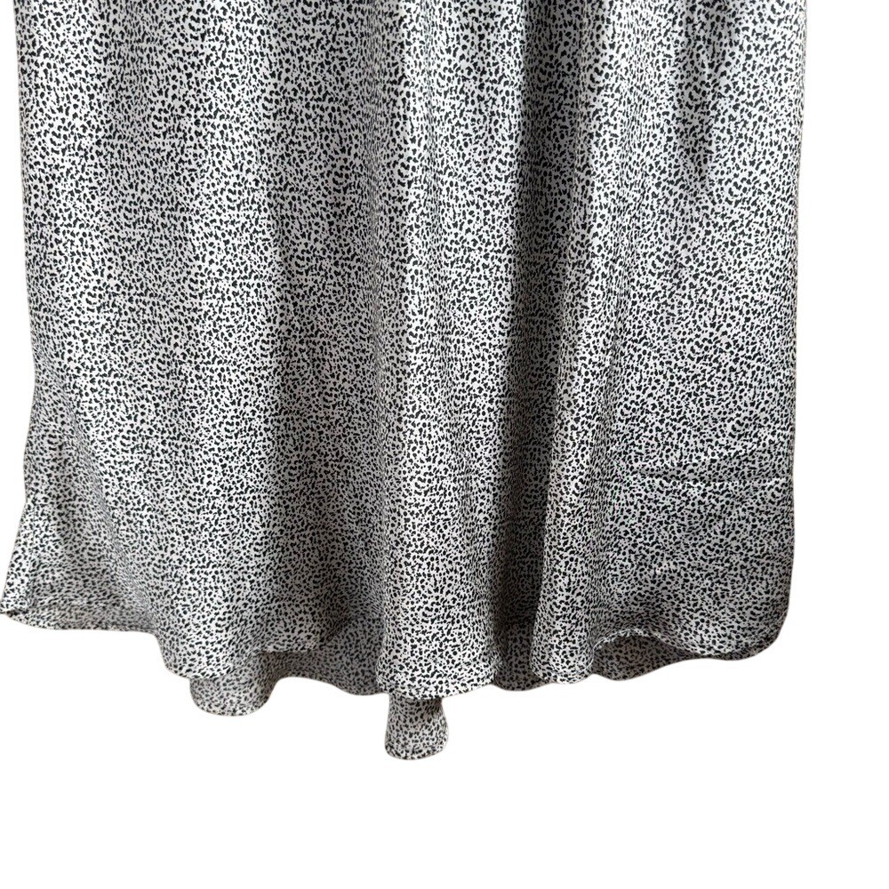 Sienna Sky Black And Cream Speckled Satin Skirt Size L Elastic Waist Mid Length