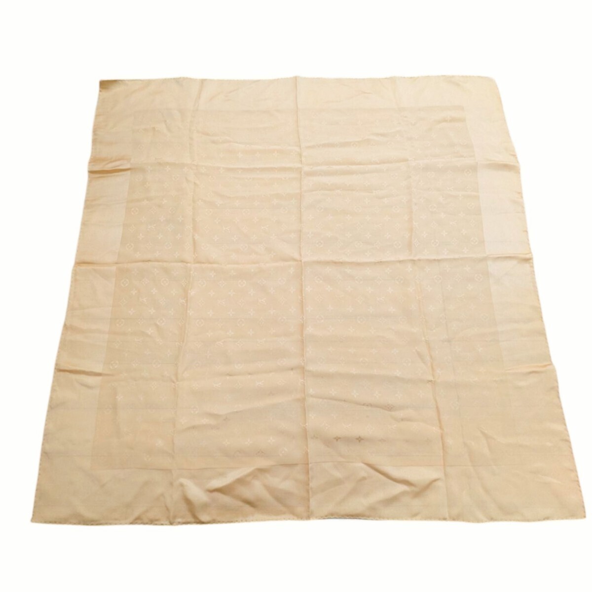 LOUIS VUITTON Scarf Stole Large 100 Silk Monogram Beige Approximately 87cm Japan