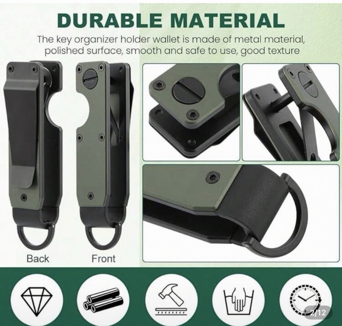 MENS SLIM METAL CARD HOLDER CASH STRAP MINIMALIST PULL TAB WALLET+BLK KEYCASE