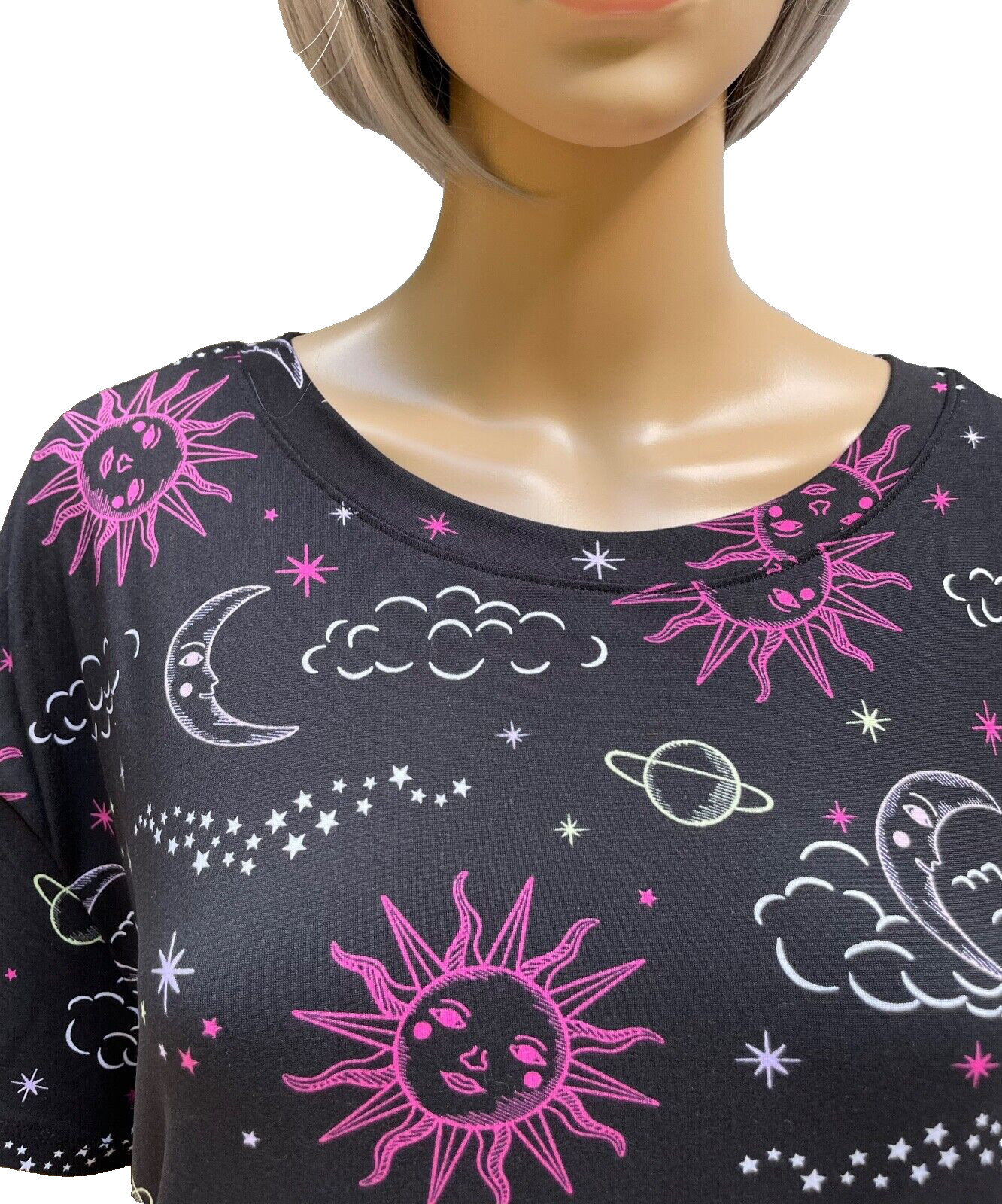 JOYSPUN Soft Polyester Spandex Short Sleeve Sleepshirt W/Pockets 4 Variations