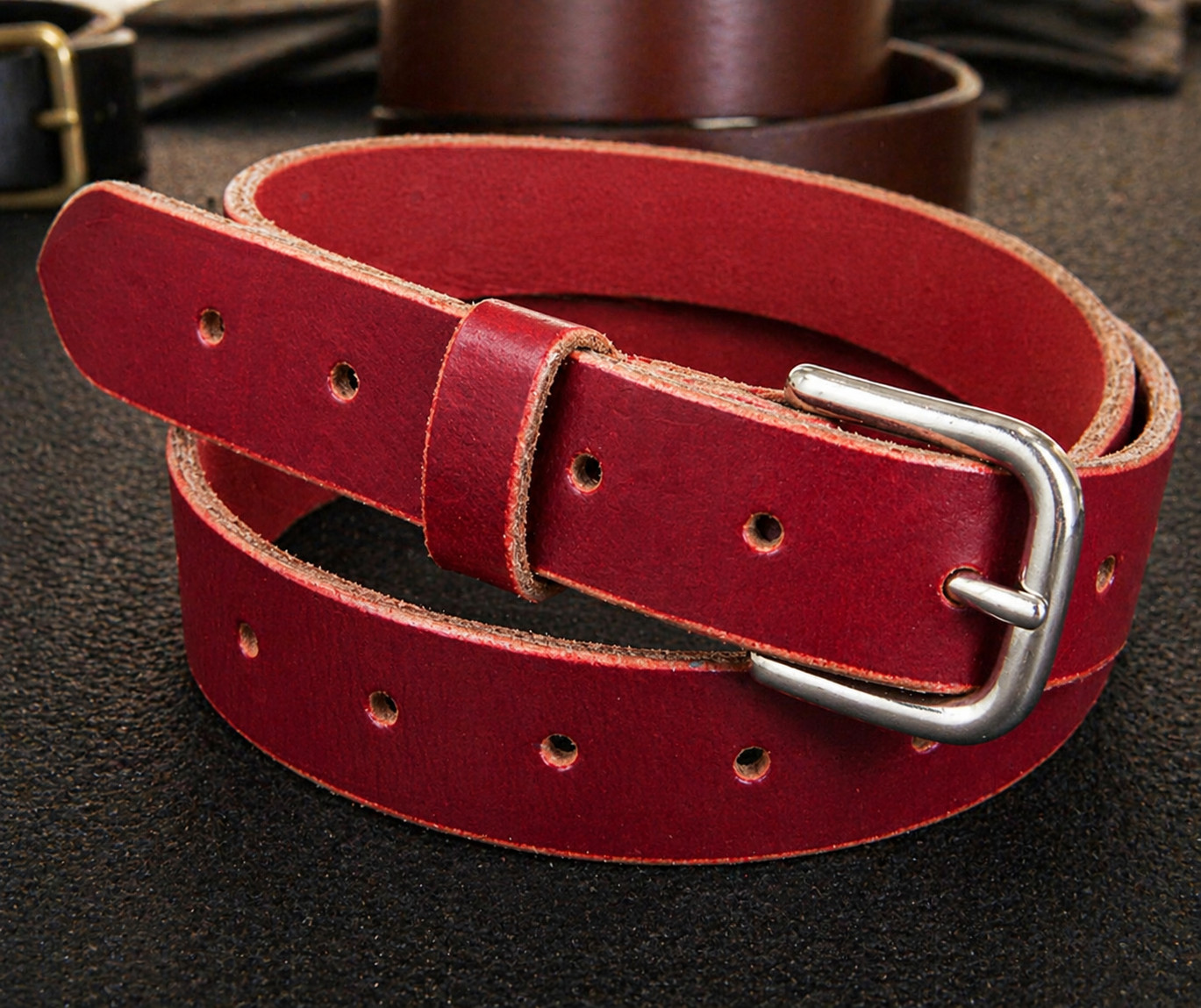1 1/2″ HEAVY REAL LEATHER WORK GUN CCW HOLSTER DRESS BELT-AMISH HANDMADE-1.5