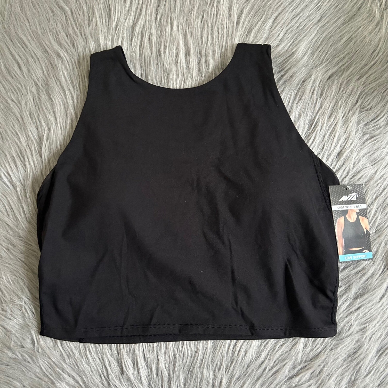 Avia Wireless Crop Sports Bra Womens Size Large (A-C) Black Moisture Wicking