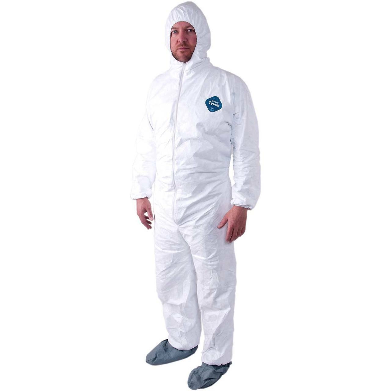 3- Dupont Tyvek Disposable Protective Coverall Clean Paint Spray Suit Hood Boots