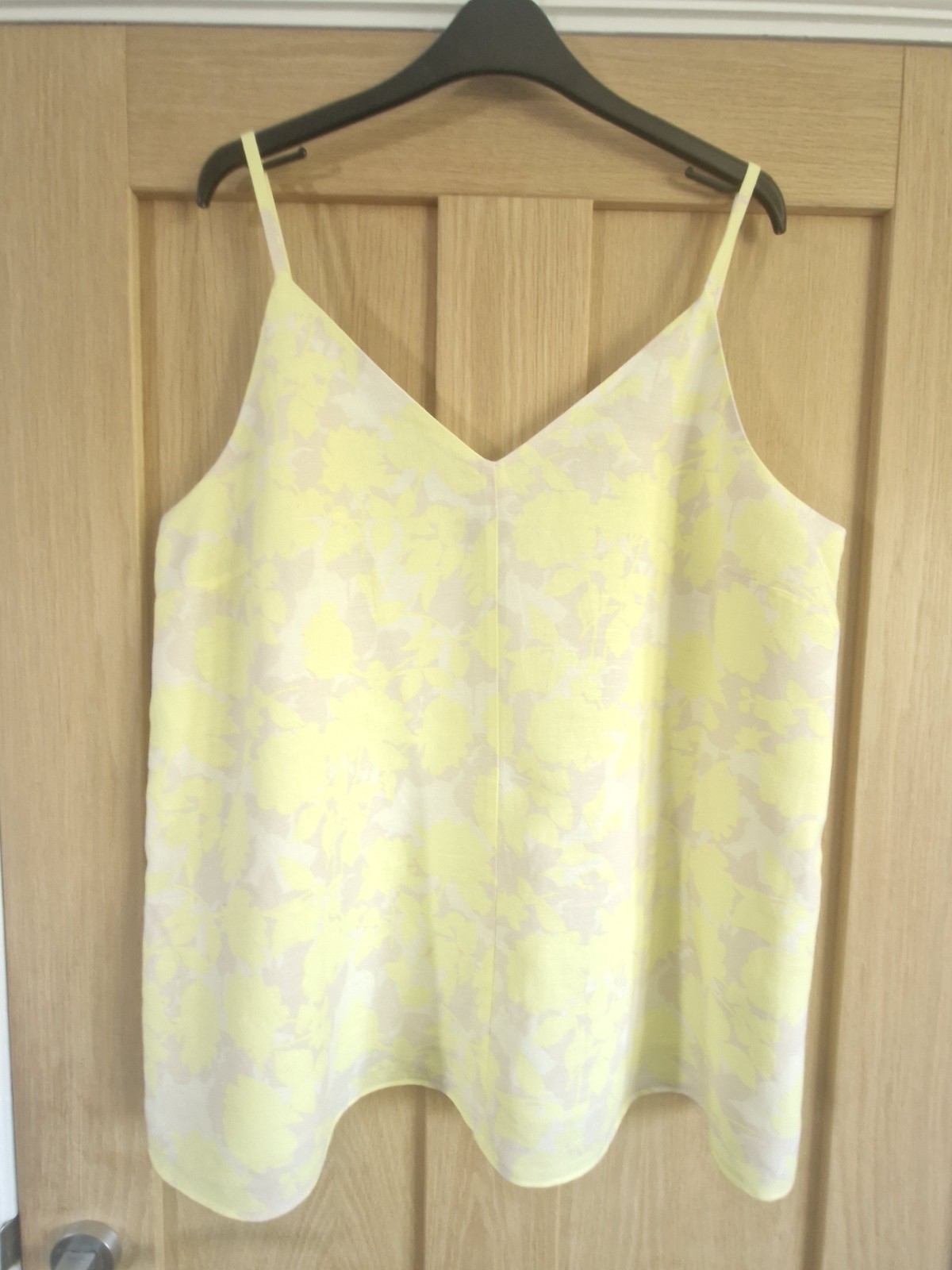 M&S Camisol Linen/cotton Yellow Mix Fully Lined Size 16 Worn Once