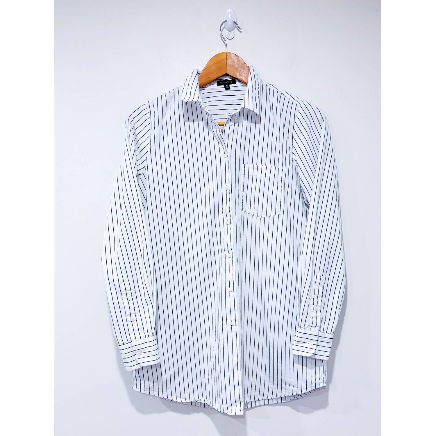 DYNAMITE White striped shirt | Minimalist Office Casual | Small