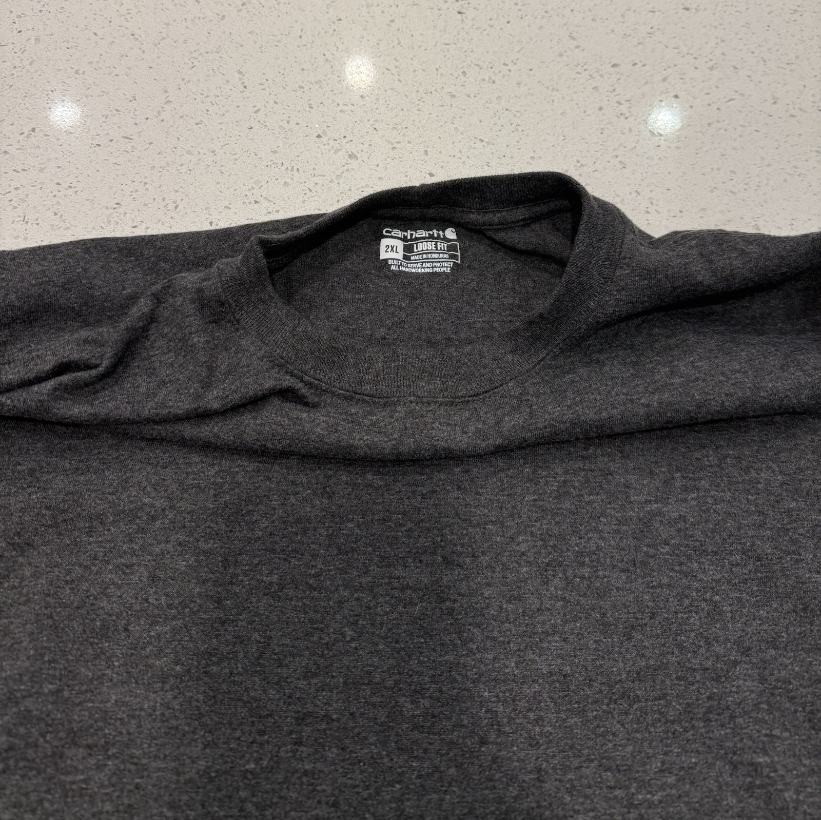 Carhartt Loose Fit Long Sleeve Shirt Mens 2XL Charcoal Grey Orange Crew Neck