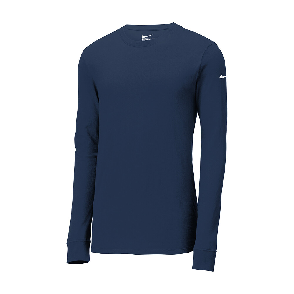 Nike Men’s Size S-4XL Dri-FIT Cotton/Poly Long Sleeve Tee Athletic Swoosh Shirt