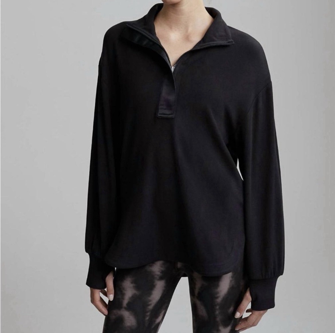 Varley Roeder Mid Layer Women’s Black 1/2 Zip Mock Neck Sweatshirt, sz L