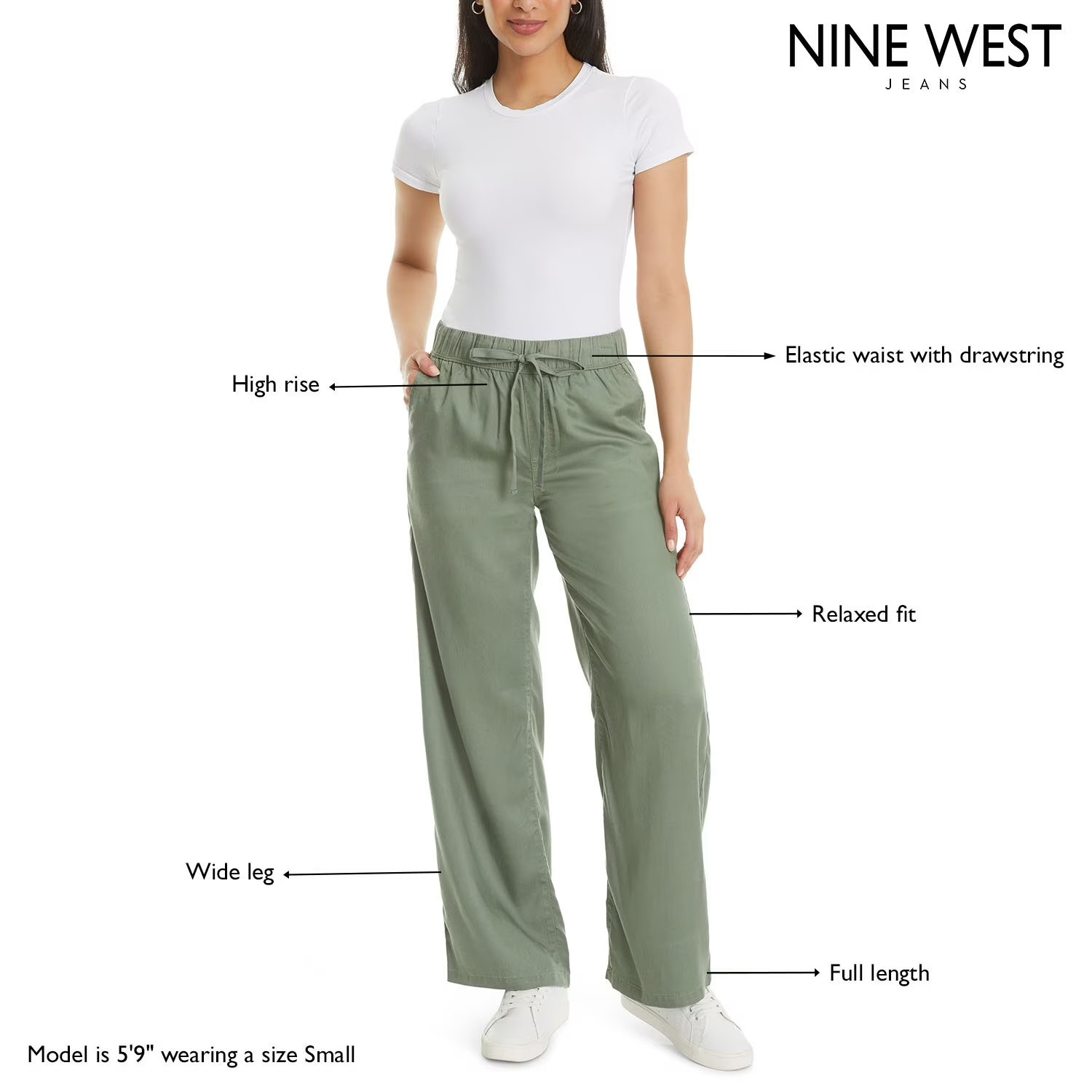 Nine West Women’s Lightweight Twill Pant Size Large Olive