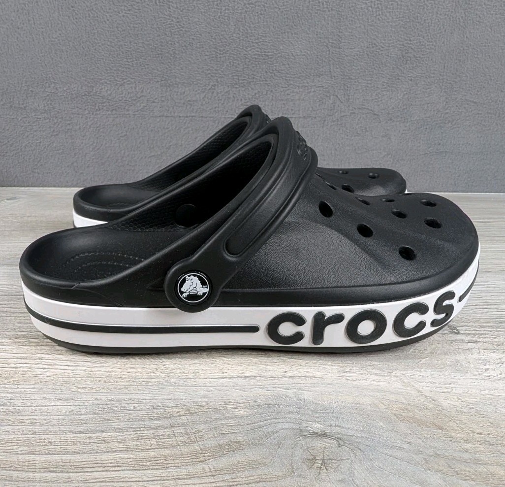 Crocs Unisex M6 W8 Black White Bayaband Clogs Slip On Comfort Shoes New