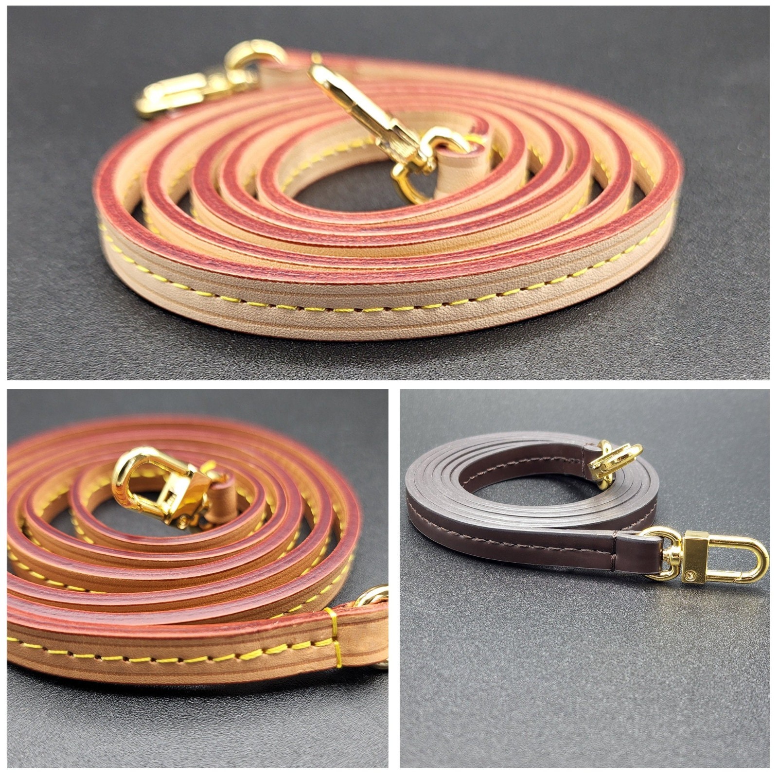 110cm Real Vachetta Lether FIXED SIZE Shoulder Strap For Pochette Mini Fav Cro..