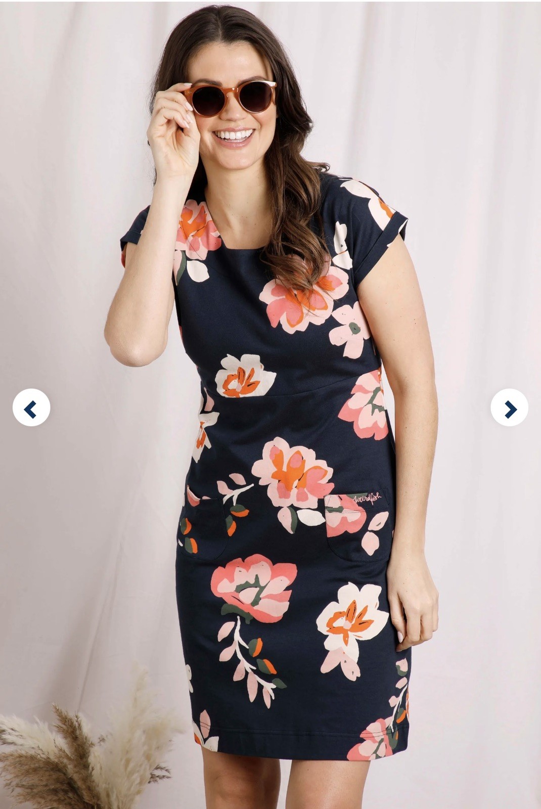 Weird Fish Tallahassee Organic Cotton Jersey Dress Women’s UK 14 Rich Navy