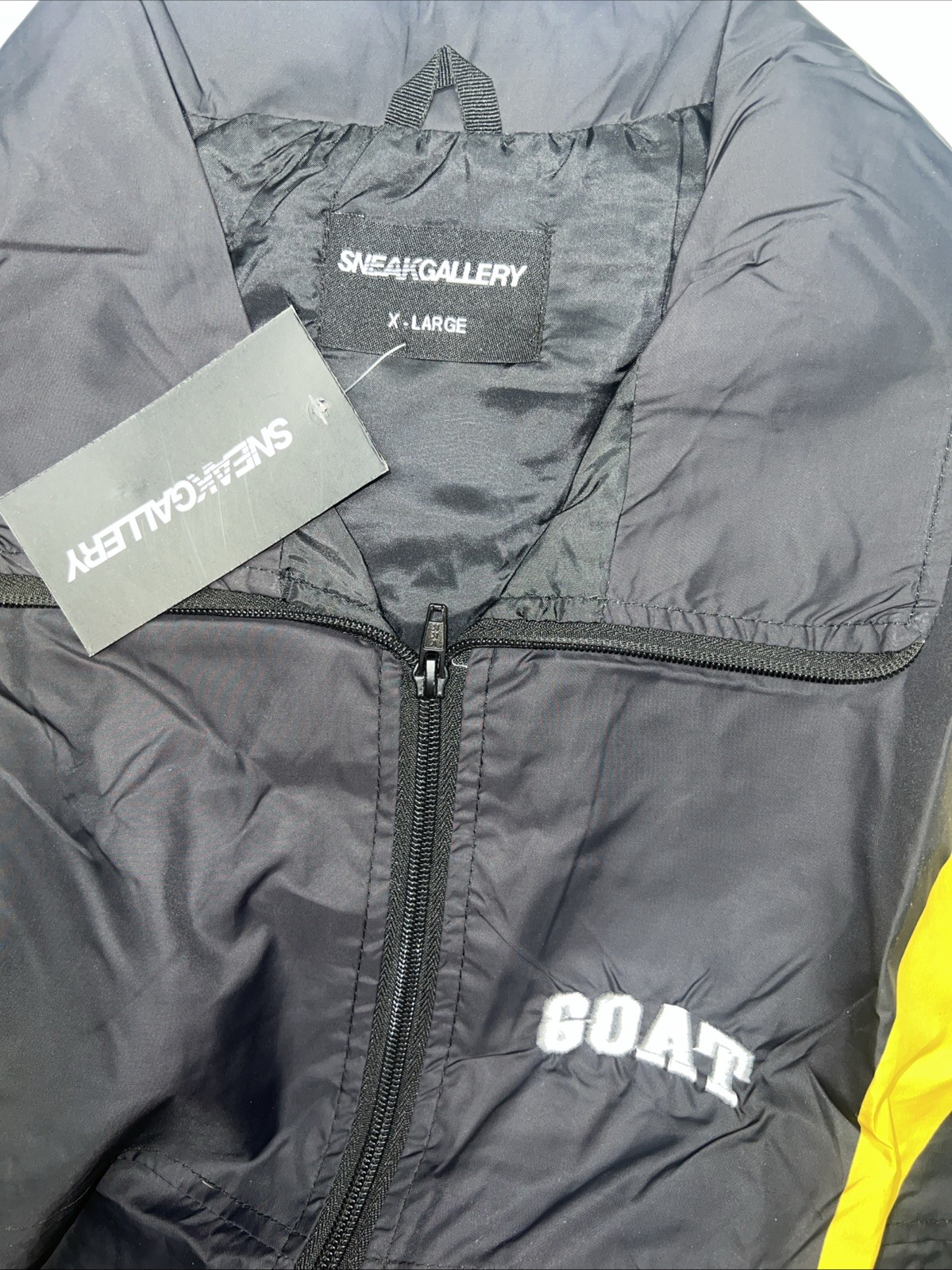 Sneak Gallery “Goat” Windbreaker/Short Set Size XL NWT Black Yellow White